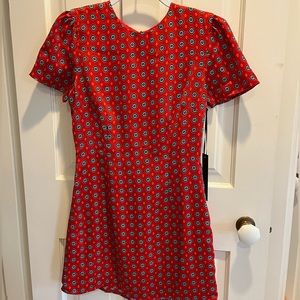 NWT House of Harlow 1960 x Revolve printed red satin t shirt dress